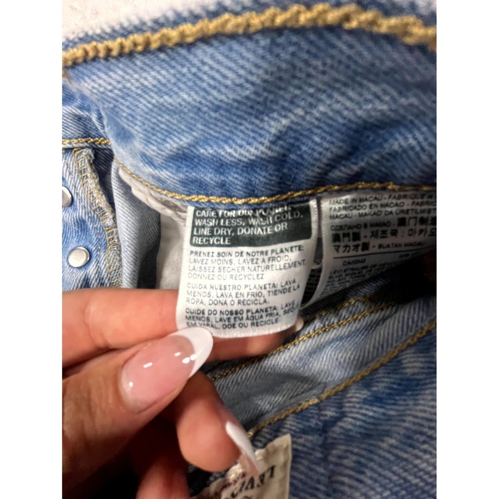 Levi's 501 Premium Cut Off Shorts Womens 29 Blue Distressed Light Wash Raw Hem - Picture 5 of 14